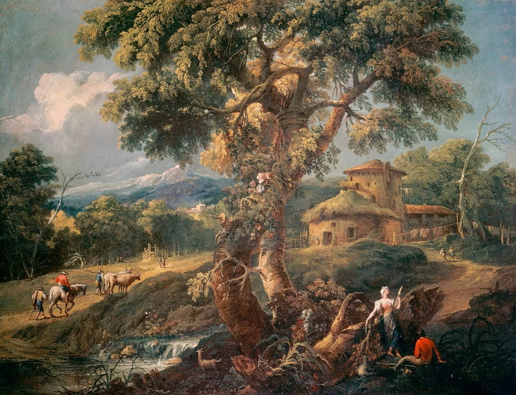 Paesaggio di montagna con persone e fiume - Gallerie dell'Accademia, Venezia
